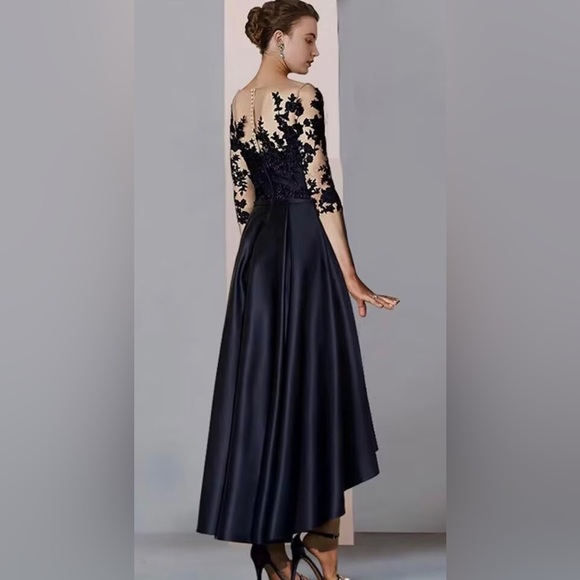 High Low Mother of The Bride Dresses Satin Formal Evening Party Gown - Picture 2 of 3